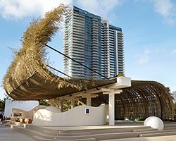 sun xun's sinuous beachfront bamboo pavilion for audemars piguet in miami