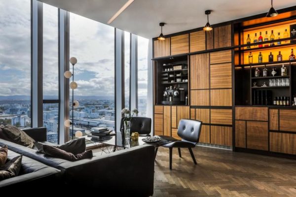 The view across the water from Tower Suites, Reykjavik, Iceland.