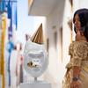 Girl views Big Bang White by Joseph Klibansky as HOFA Gallery & ARTCELS prepare to launch 'XXI' exhibition in Mykonos (Stathis Bouzoukas / HOFA Gallery)