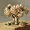 Sarah Lamb, "Peonies in Silver," Oil on linen, 23 x 24 in