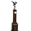 Magnificent 19th century French barrel organ clock, circa 1884, 8 feet 6 inches tall, topped by a bronze eagle perched on an alabaster plinth, a carved fluted column containing the clock.