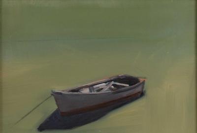 Moored Skiff by Anne Packard, part of Eldred's 16th Annual Contemporary Paintings Auction. 